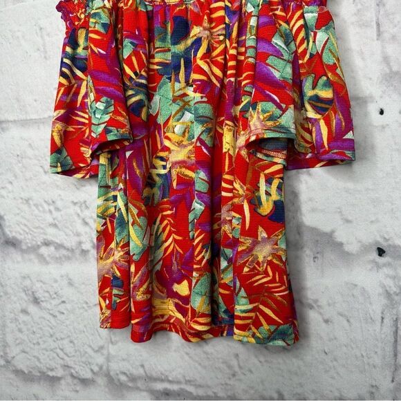 |EUC| MELLODAY Multicolor Floral Cold Shoulder Top - Picture 3 of 5